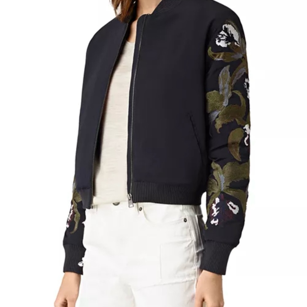 ALLSAINTS Anya Embroidered Bomber Jacket- Floral Navy US sz. 6, UK10, EU38